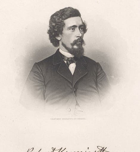 Portrait of Robert Kennicott, frontispiece to article on Kennicott, Transactions of the Chicago Academy of Sciences, vol. 1, opp. page 133, 1867-69 (Linda Hall Library)