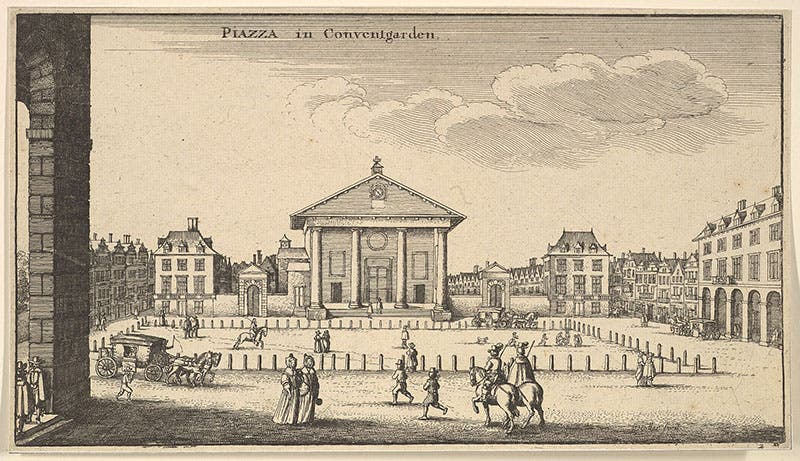 Covent Garden square and St Paul’s Church, designed and laid out by Inigo Jones, engraving by Wenceslaus Hollar, 1647 (Wikimedia commons)