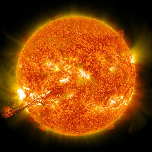 A coronal mass ejection (CME) from the Sun, Aug. 31, 2012, photo by NASA (Wikimedia commons) 