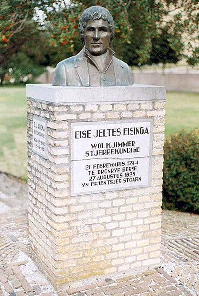 Bust of Eise Eisinga, in his birthplace of Dronryp, Friesland (Wikimedia commons)