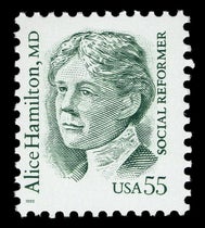 U.S. postage stamp, portrait of Alice Hamilton, 1995, National Postal Museum, Smithsonian Institution (postalmuseum.si.edu)