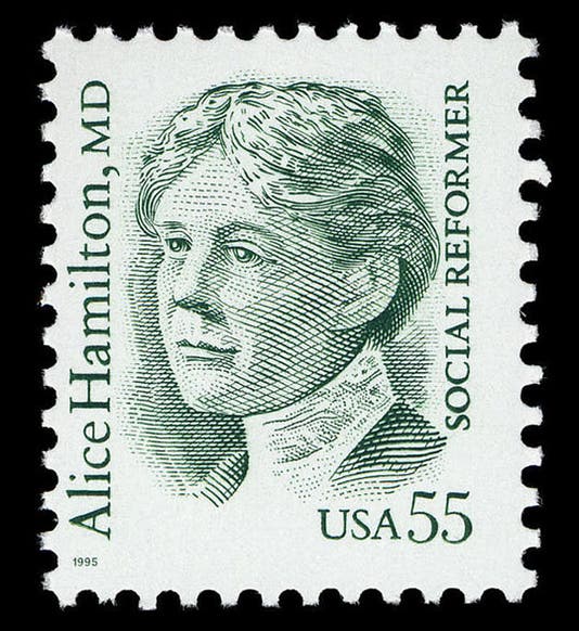 U.S. postage stamp, portrait of Alice Hamilton, 1995, National Postal Museum, Smithsonian Institution (postalmuseum.si.edu)