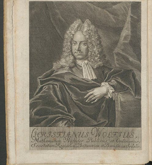 Portrait of Christian Wolff, engraved frontispiece to his <i>Elementa matheseos universae</i>, 1713 (Linda Hall Library)