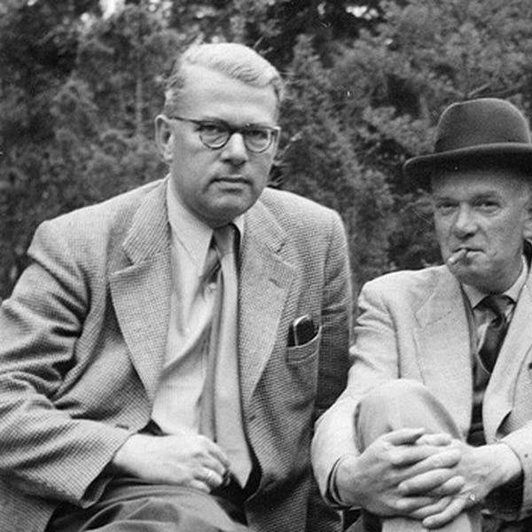 Portrait of Karl Zimmer (left) and a colleague, undated photograph, 1950s? (mdc-berlin.de)