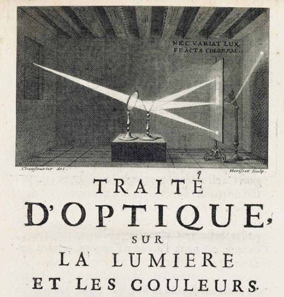 Headpiece, engraving, Isaac Newton, Traité d’optique, 2nd French edition, 1722, ed. by Pierre Varignon (christies.com)