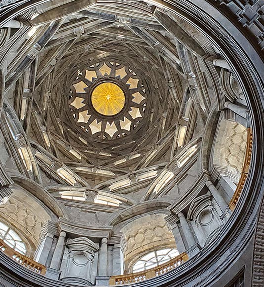 Dome interior, Chapel of the Holy Shroud, Turin, designed by Guarino Guarini, 1668-94 (photo by the author)