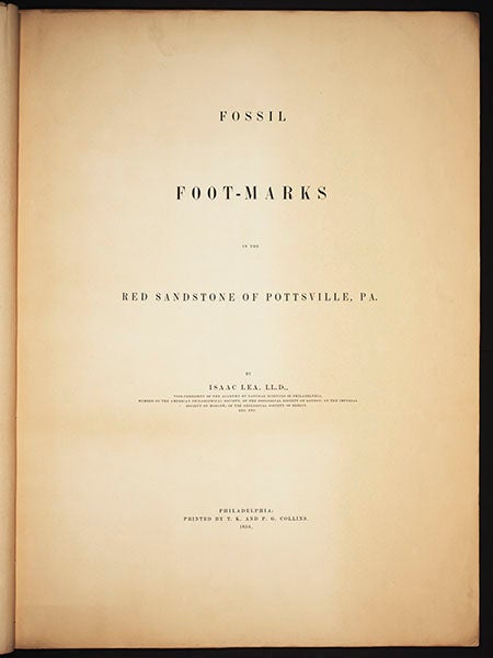 Title page of Isaac Lea, Fossil Foot-marks in the Red Sandstone of Pottsville, Pa., 1855 (Linda Hall Library)