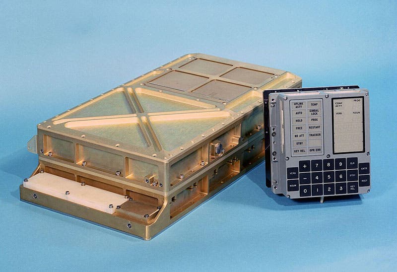 Apollo Guidance Computer (left) and the DSKY input module (Wikimedia commons)