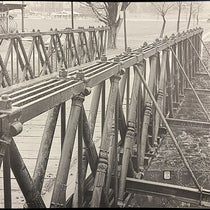 Detail of Egyptian Revival motifs on the Reading-Halls Station Bridge, Muncy, Pennsylvania, ca 1846, photograph in Landmark American Bridges, by Eric DeLony, American Society of Civil Engineers, p. 25, 1993 (Linda Hall Library)