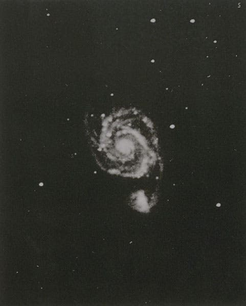 M51, the Whirlpool Nebula in Canes Venatici, collotype, photo taken Mar. 6, 1897, enlarged 10X, exposure 90 min., in William E. Wilson, Astronomical and Physical Researches, 1900 (Linda Hall Library)