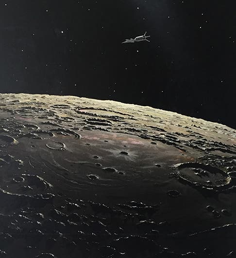 <i>In Orbit over the Moon</i>, oil painting by Chesley Bonestell, before 1961 (MRIGlobal)