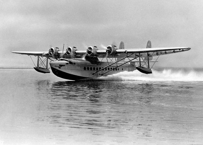 Sikorsky S-42 Flying Boat, the Pan-Am Clipper, taking off, ca 1934 (disciplesofflight.com)
