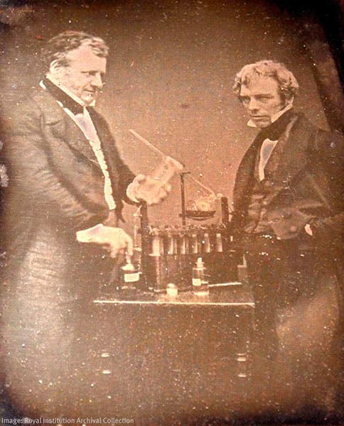 Daguerreotype of Frederic Daniell (left) and Michael Faraday, ca 1840 (Royal Institution of Great Britain)