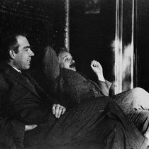 Albert Einstein and Niels Bohr, photograph by Paul Ehrenfest, at his house in Leyden, 1925 (Wikimedia commons)