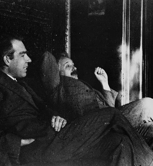 Albert Einstein and Niels Bohr, photograph by Paul Ehrenfest, at his house in Leyden, 1925 (Wikimedia commons)