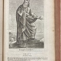 Portrait of Empeocles, engraving, in The History of Philosophy, by Thomas Stanley, 1687 (Linda Hall Library)