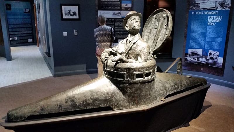 Recreation in bronze of iconic photograph of John Philip Holland, John P. Holland Centre, County Clare, Ireland (theassociationofmodelsubmariners.com)