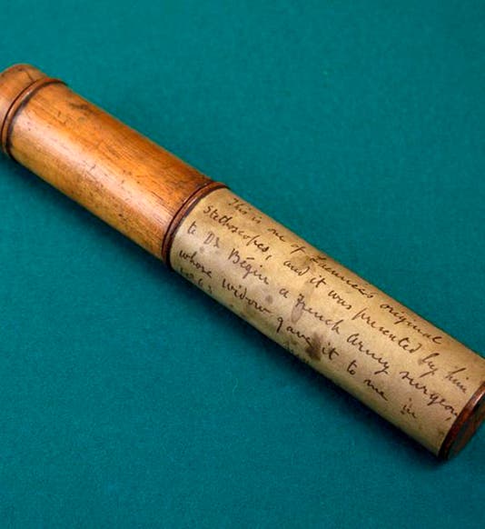 Original Laennec stethoscope, wood and brass, 1820s (Science Museum, London)