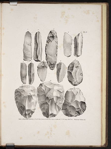 Prehistoric stone implements, from John MacEnery, Cavern researches, 1859 (Linda Hall Library)