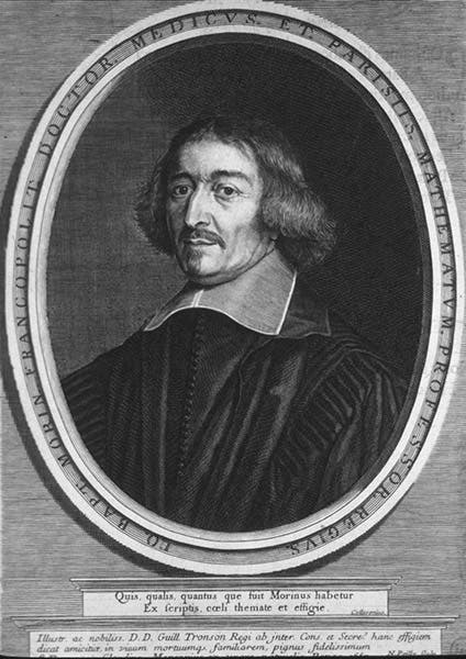 Portrait of Jean-Baptiste Morin, engraving, undated, National Library of Medicine (Wikimedia commons)