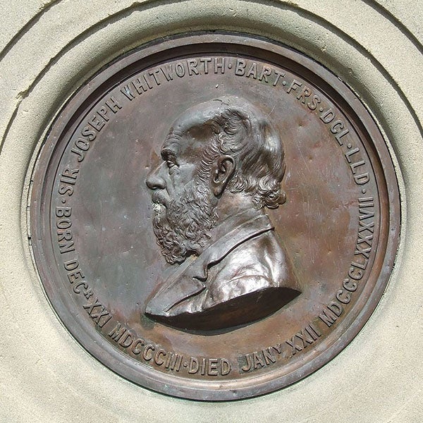 Memorial plaque for Joseph Whitworth, Darley Dale, Derby (Wikimedia commons)