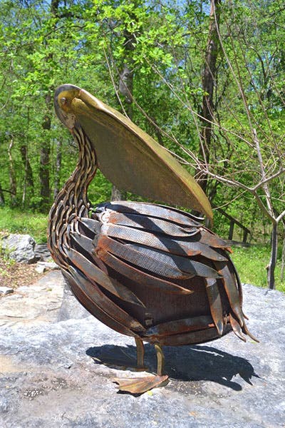 Sculpture of a pelican, by Dan Goostree, honoring Dixon Merritt, Cedar of Lebanon State Park Nature Center, Lebanon, Tenn. (findagrave.com)