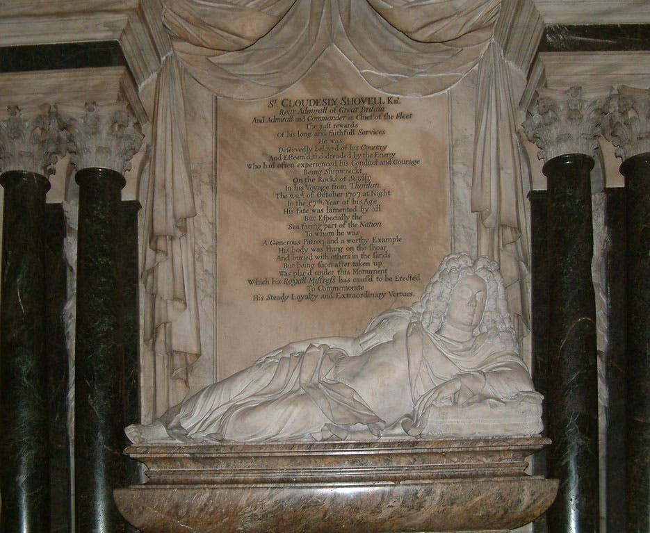 Funerary monument for Cloudesley Shovell, marble sculpture by Grinling Gibbons, Westminster Abbey, London (Wikimedia commons)