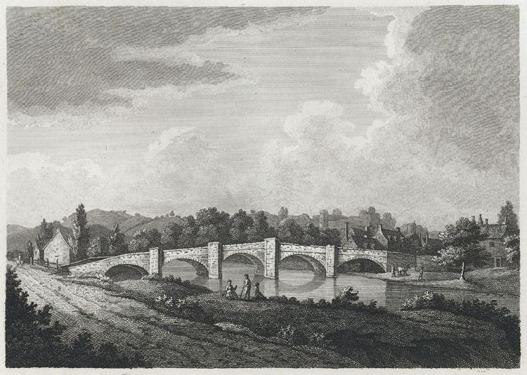 Wheatstone bridge, Farmington, Conn, engraving, 1806 (Wikimedia commons)