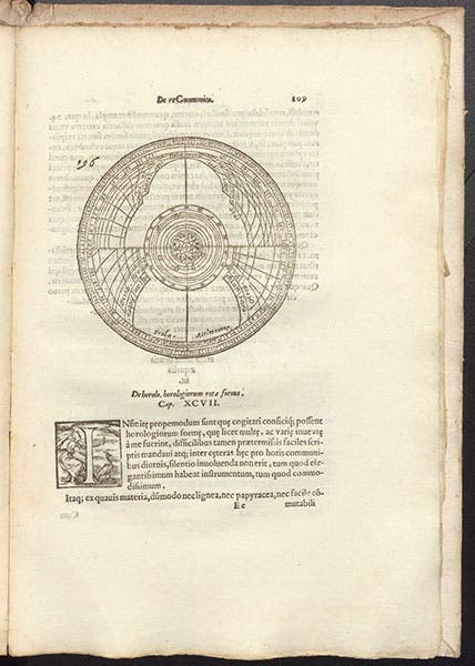 Diagram of an hour plate for a sundial, De gnomonum umbrarumque, by Giovanni Battista Benedetti, 1574 (Linda Hall Library)