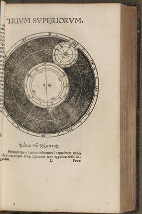 Volvelle for the three superior planets, Erasmus Reinhold’s edition of Georg Peurbach, <i>Theoricae novae planetarum</i>, 1542 (Linda Hall Library)  