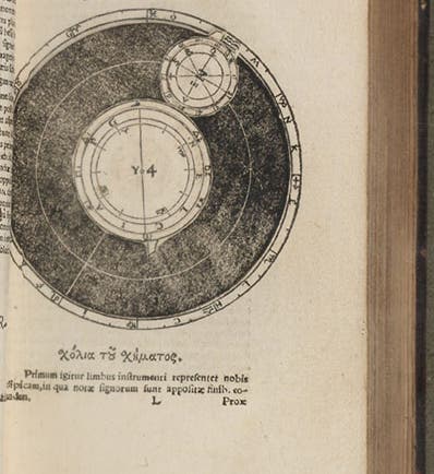 Volvelle for the three superior planets, Erasmus Reinhold’s edition of Georg Peurbach, <i>Theoricae novae planetarum</i>, 1542 (Linda Hall Library)