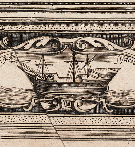 Emblem of ship and compass, detail of engraved title page, Niccolò Cabeo, <i>Philosophia magnetica</i>, 1629 (Linda Hall Library)