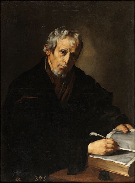 Heraclitus, the Weeping Philosopher, oil on canvas, by Jusepe de Ribera, Lo Spagnoletto, 1615, Prado (cdnprado.net)