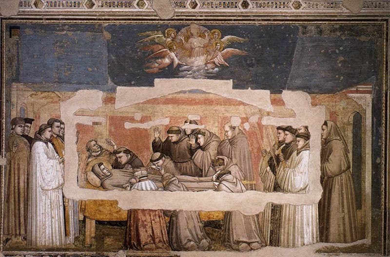 “Death and Ascension of St. Francis,” fresco by Giotto di Bondone, 1325, Basilica of Santa Croce, Florence (Wikimedia commons)