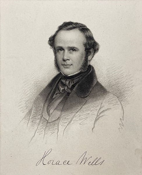 Steel engraving of Horace Wells (c. 1912) (Clendening History of Medicine Library)