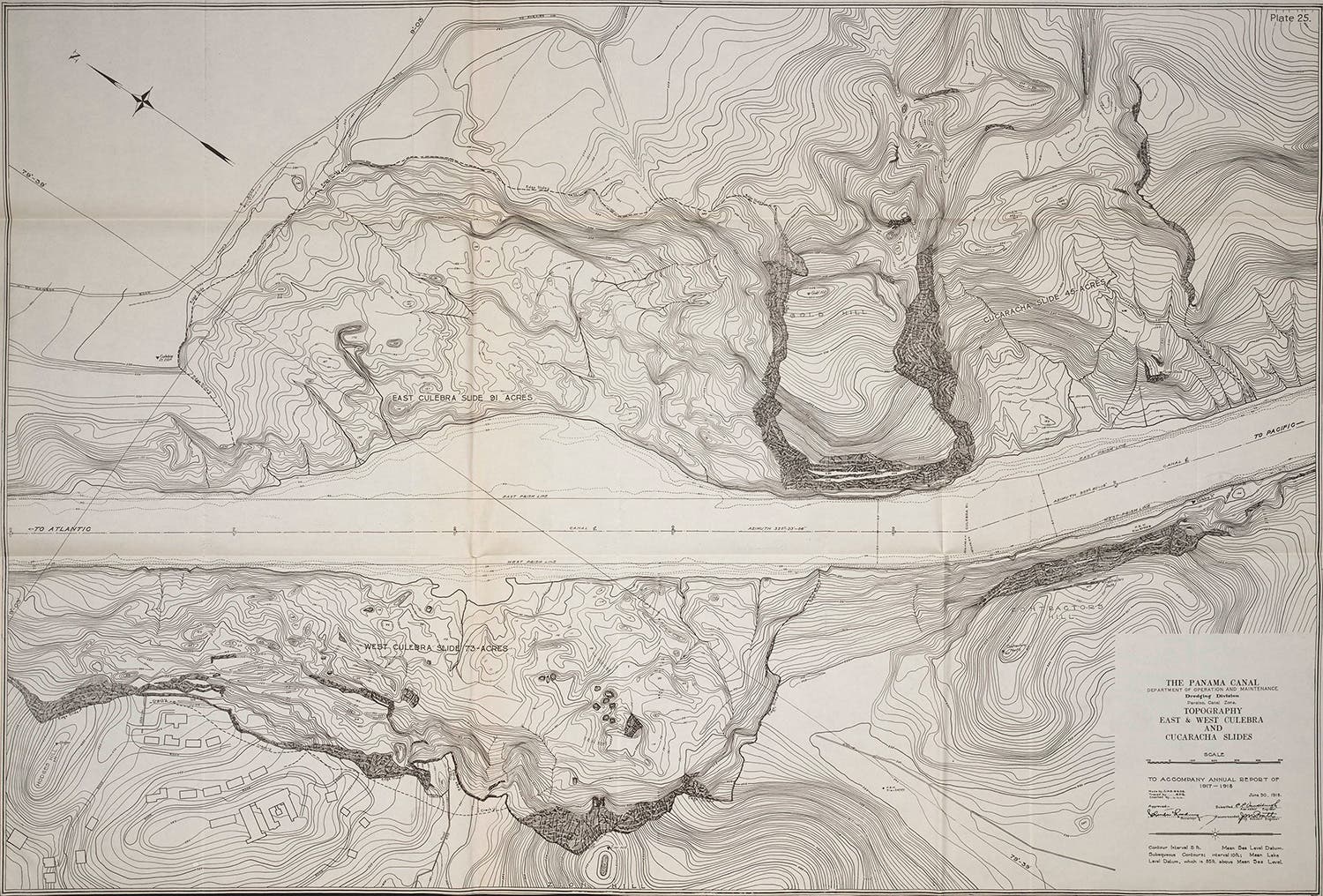 Topography of Culebra Cut in 1917 showing slide areas. View in Digital Collection »