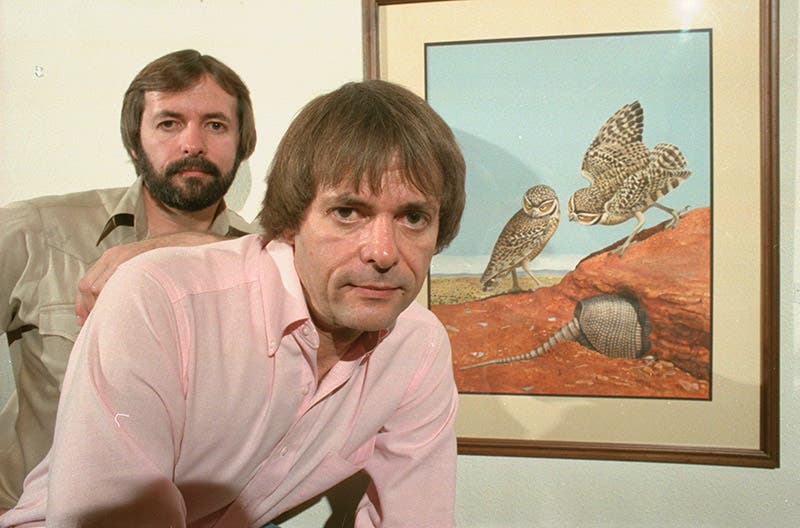 Scott Gentling (foreground) and Stuart Gentling (just behind), photograph, 1980s? (library.uta.edu)