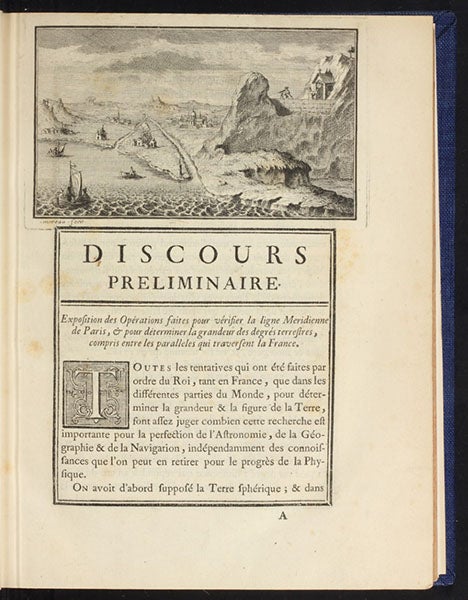 Discours preliminaire, with an engraved headpiece, showing triangulations made from a height, César-François Cassini de Thury, La meridienne de l'observatoire Royal de Paris, 1744 (Linda Hall Library) 