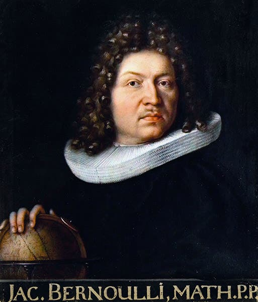Portrait of Jacob Bernoulli, unknown date or artist (Wikimedia commons)
