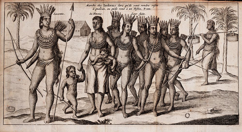 The Indians Marching to a Feast. From L. Wafer. Voyage de Guillaume Dampier… avec le voyage de Lionel Wafer. Amsterdam, 1705.