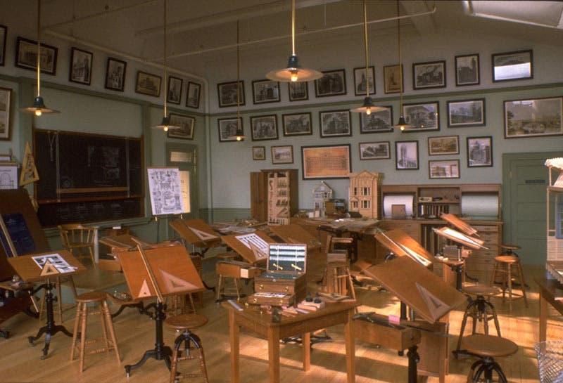 “Architect’s classroom,” miniature by Bill Robertson, 1-12th scale, National Museum of Toys and Miniatures, Kansas City (photo by Bill Robertson)