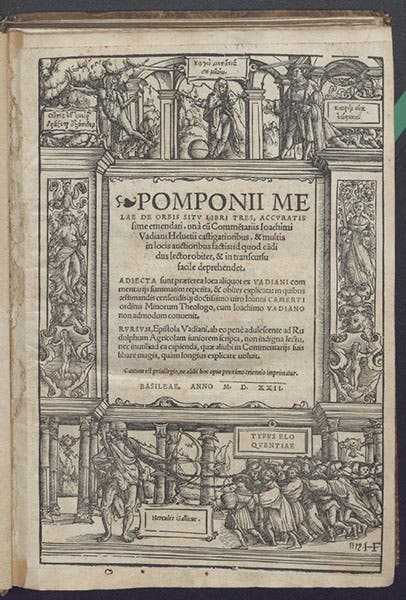 Title page, Pomponius Mela, De orbis situ, 1522, gift of Edward Dean Adams to the Engineering Societies Library (Linda Hall Library)