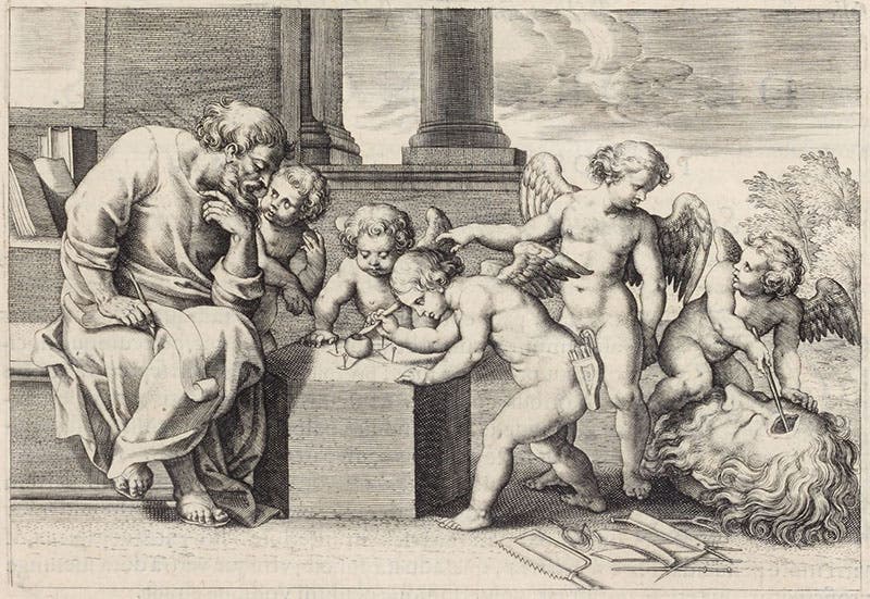 : Dissecting an eyeball, engraving by Rubens, from Aguilon, Opticorum, 1613 (Linda Hall Library)