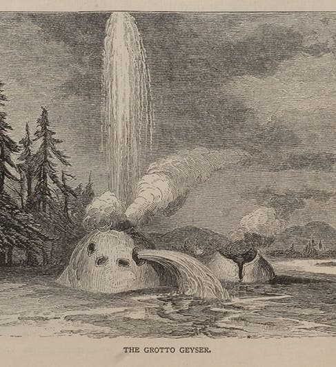 The Grotto geyser, Yellowstone, wood-engraving, <i>Scribners’ Monthly</i>, June 1871 (author’s collection)