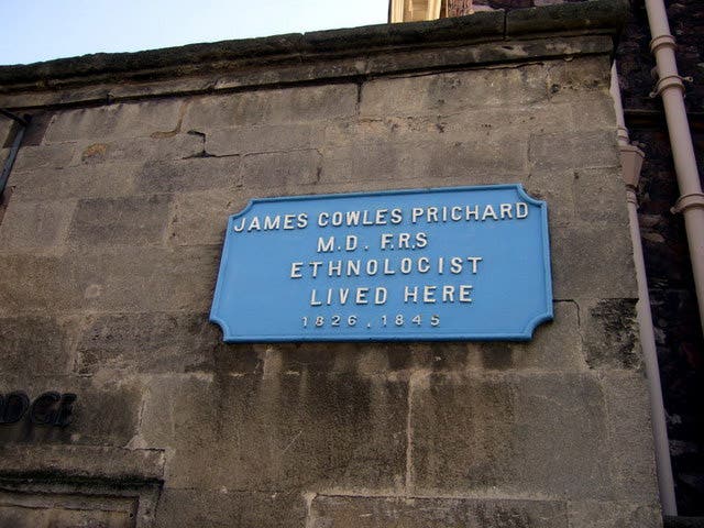 Blue plaque honoring James Cowles Prichard, Red Lodge, Bristol, England (openplaques.org)