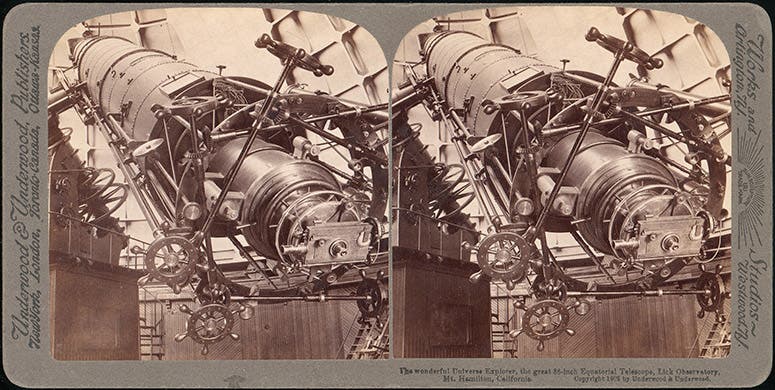 Stereocard showing the eyepiece end of the Lick 36-inch refractor, 1902, Metropolitan Museum of Art (metmuseum.org)