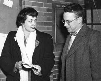 Leona Woods Marshall Libby and John Marshall at the International Conference on High Energy Physics, 1952. (National Park Service)