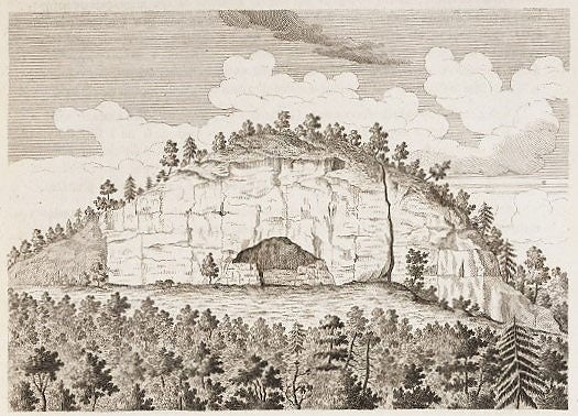 Gailenreuth cave, engraved headpiece by Jakob A. Eisenmann, in Johann Friederich Esper, Description des zoolithes nouvellement decouvertes, 1774 (Linda Hall Library)