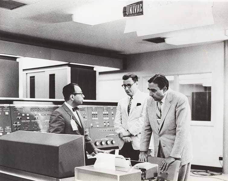 Edward Teller at the installation of a new super-computer at the University of California Radiation Laboratory at Livermore (now Lawrence Livermore National Laboratory), 1951 (llnl.gov)
