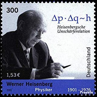German postage stamp honoring Heisenberg, 2001 (Prophila on Amazon)